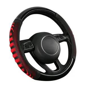 universal carbon fiber steering wheel cover black and red color