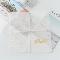 Serviettes en papier de fête en feuille d'or de conception rose délicate, dîner et serviette de fête personnalisés