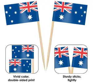 Koktail kustom bendera Cupcake stik bendera tusuk gigi merk Australia tusuk gigi