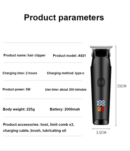 Tondeuse à cheveux électrique avec écran LCD Tondeuse à cheveux professionnelle <span class=keywords><strong>sans</strong></span> fil rechargeable Outils de coupe de cheveux ABS pour enfants et adultes - Product Image 5