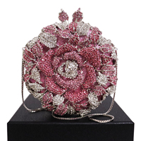 Sac à main de luxe en forme de fleur pour femme, orné de cristaux et de diamants, idéal pour mariage, soirée ou événement – Fournisseur direct usine