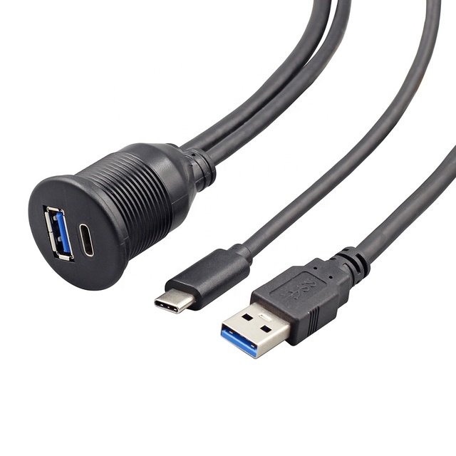 Car Dash USB 3.0 and USB C Ports for Car USB Male to Female Flush Mount Extension Cables
