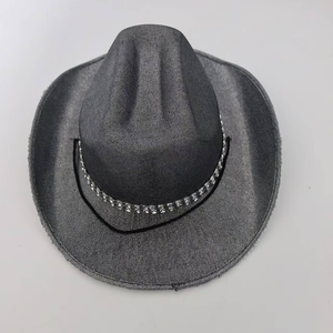 Sombrero de Vaquero Negro de Color Sólido, Fibra Modal, Unisex, Estilo Occidental, para Fiestas, Protección Solar, Cuatro Estaciones - Product Image 3