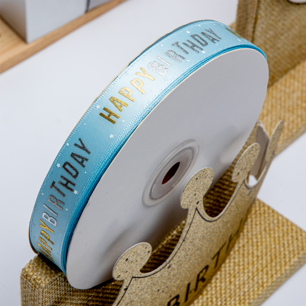 Wholesale Custom Printed Polyester Gold Purl Ribbon Eco-Friendly Durable Christmas Birthday Wedding Party DIY Gift Wrap