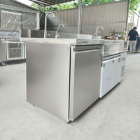Bar Lanxin en acier inoxydable, comptoir de barman personnalisé, armoire à cocktails réfrigérée, table de travail pour bar, table d'opérateur pour café et eau
