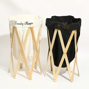 Ownswing Hot Sale Foldable Bamboo Mesh laundry Hampers Dirty Clothes Storage Basket For Home Use