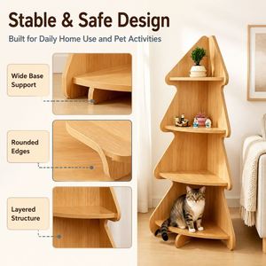 Étagère d'angle en bois en forme d'arbre pour humains et animaux de compagnie - Product Image 3