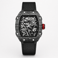Montre à quartz pour hommes, montre-bracelet ultra fine en forme de baril, cadran squelette lumineux, étanche, bracelet en nylon