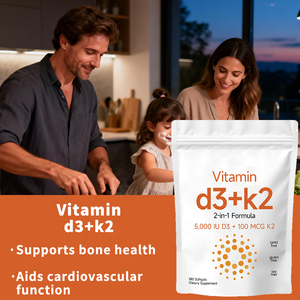 <span class=keywords><strong>D3</strong></span> Vitamini + K2 2'si 1 Arada Yumuşak Kapsüller - 5000 IU <span class=keywords><strong>D3</strong></span> ve 100 mcg K2, GDO'suz, Glutensiz ve Soyasız - 180 Yumuşak Kapsül OEM/ODM - Product Image 4