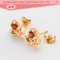 Oro Joyeria Boucles d'oreilles en or laminé 18 carats en gros pour femmes Nouveau design Malabar Minimal Boucles d'oreilles en or plaqué couleur cristal cœur