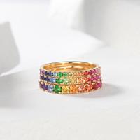 Bague de mariage d'été demi-éternité colorée en acier inoxydable 316L plaqué or, motif cœur coquillage arc-en-ciel, 2 mm, style streetwear