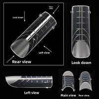 Moule d'extension d'ongles 120 pièces en PVC sans papier, ongles en cristal avec échelle graduée, motifs amande et ballet, motif à carreaux, style Pure Desire