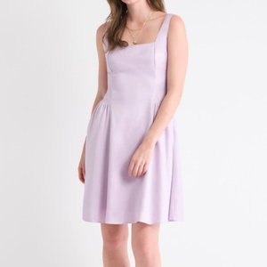 เดรสแขนกุดทรงสี่เหลี่ยมคอปก ผ้าระบายอากาศ ป้องกันรอยยับ ดีไซน์แบบแพทช์เวิร์ค สีพื้น รับผลิตตามแบบ OEM สำหรับฤดูร้อน - Product Image 2