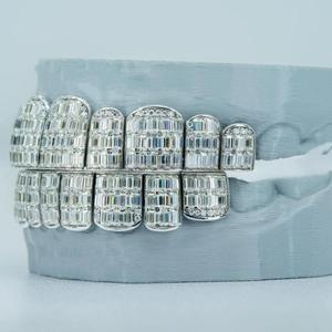 Luxury 925 Sterling Silver Rhodium Plated Moissanite Brilliant Cut Custom Grillz Diamond Look Unisex <b>Teeth</b> Jewelry for Modern - Product Image 3