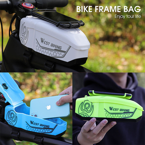 กระเป๋าจักรยาน WEST BIKING แบบติดหน้ารถจักรยานพร้อมที่ยึดโทรศัพท์แบบหน้าจอสัมผัส  กระเป๋าติดท่อบนสำหรับเดินทาง  กระเป๋าจักรยานแบบแข็งกันน้ำ - Product Image 5
