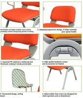 Chaise de formation empilable en acier rembourrée en tissu avec revêtement en poudre pour bureau, école, conférence, séminaire, événement