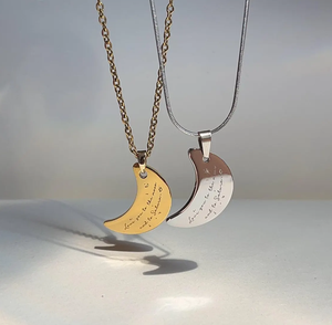 Collana Jietao personalizzata con incisione <span class=keywords><strong>a</strong></span> luna, catena <span class=keywords><strong>a</strong></span> serpente in acciaio inossidabile, ciondolo <span class=keywords><strong>a</strong></span> mezzaluna, gioiello romantico resistente all'ossidazione - Product Image 1