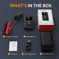 [J20] Démarreur d'urgence pour voiture 12V 1000A, booster de batterie, batterie externe haute capacité pour véhicules et camions, noir
