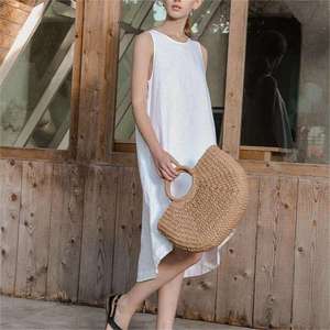 Abiti Estivi OEM 100% Lino, Ecologici, Lavabili, Traspiranti, Senza Maniche, Vestibilità Ampia, Tinta Unita, Casual da Donna - Product Image 4