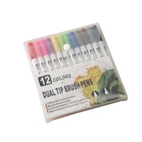 Stylos pour tableau blanc à double pointe à base d'eau, ensemble de 12 marqueurs de couleur, encre effaçable non toxique, pointe souple pour marquage et contour