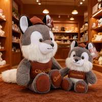 Peluche loup gris personnalisée, jouet en peluche doux, loup mignon habillé d'un chapeau, pour les commandes en gros, fournitures de jouets, marché de la revente