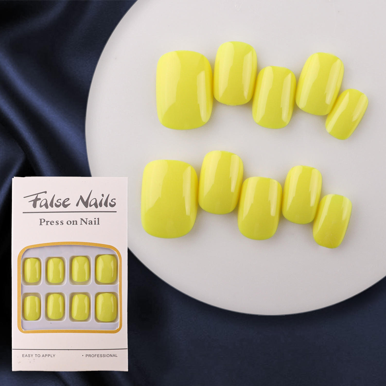 Hot Sales Short Oval Press on Nails Shiny Vegan Artificial False Nail