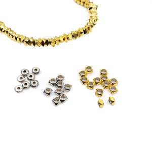 18K PVD Gold Stainless Steel <b>Spacer</b> Beads for DIY Jewelry | Oval Square Round Shapes Large Hole Metal Beads for Bracelet Making - Product Image 1