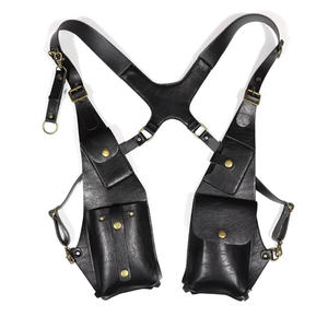Nueva tendencia Vintage doble axila pistolera para hombre al aire libre impermeable PU chaleco bolsa COSPLAY monedero con bandolera de cuero - Product Image 2