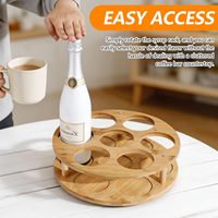 Support de rangement rotatif en bambou pour 7 bouteilles de sirop, présentoir pour station de sirop de café