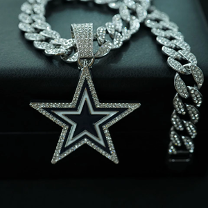 Collar con Colgante de Estrella de Cinco Puntas con Goteo de Aceite Azul y Perla, Insignia del Equipo de Rugby de los Dallas Cowboys, Éxito de Ventas Europeo y Americano - Product Image 5