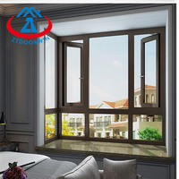 ZHTDOORS Ventana de vidrio abatible de aluminio eléctrico inteligente de alta tecnología con división sin rejilla