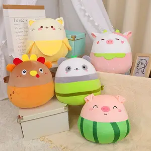 Almohada Kawaii de Gato y Plátano, Juguete de Peluche, Almohada de Pavo, Muñeco de Cerdo de Sandía, Animal de Peluche Personalizado, Juguetes de Peluche