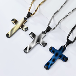 Cross-border best-selling accessory, yunnique style, minimalist two-tone cross <b>titanium</b> steel necklace for men, nic - Product Image 1