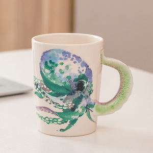 Creative Marine Animal Ceramic Mugs Cute 3D Seahorse Octopus Dolphin Coffee Mug - Product Image 6