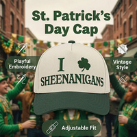 Casquette Y2K Esthétique Vintage en Coton 100% avec Logo Brodé Personnalisé, Motif Trèfle Vert Irlandais pour la Saint-Patrick