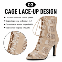 Chaussures de danse latine pour filles, sandales montantes de danse moderne et salsa pour femmes, chaussures de salle de danse, bottes en daim à talons hauts sexy et tendance pour femmes