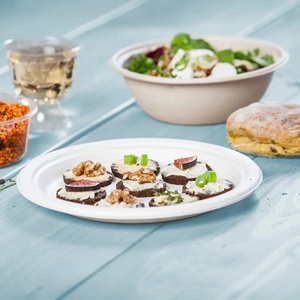 Vente flash : Assiettes rondes en canne à sucre de 26 cm, blanches, grandes, pour servir lors de dîners et de réceptions, articles ménagers - Product Image 5