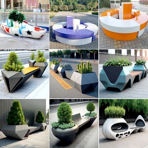 Chaise d'extérieur en fibre de verre personnalisable, design vert, pour centre commercial, chaise de loisirs, combinaison pour parc et place publique, chaise d'exposition - Product Image 5
