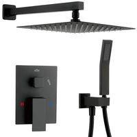 Ensemble de douche à effet pluie doux noir mat de luxe à poignée unique en céramique, double fonction, avec construction en laiton pour salle de bain d'hôtel