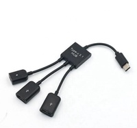 USB C OTG 3 en 1 3A câble répartiteur de charge rapide vers plusieurs USB-A compatibles avec l'ordinateur 12 mois de garantie