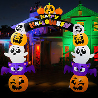 Décoration de jardin gonflable d'Halloween transfrontalière : grande arche lumineuse LED avec citrouille, fantôme et vampire pour fêtes en extérieur