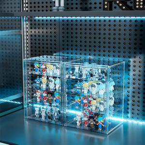Vitrina de acrílico para figuras, caja de almacenamiento transparente a prueba de polvo de 18L para juguetes Gundam Lego, estante de exhibición de coleccionables con luz Led - Product Image 3