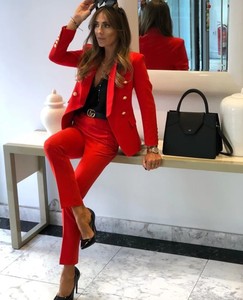 Costume pantalon élégant pour femme King Mcgreen Star et blazer à manches longues assorti, tenue de bureau chic pour femme, ensemble de deux pièces - Product Image 3
