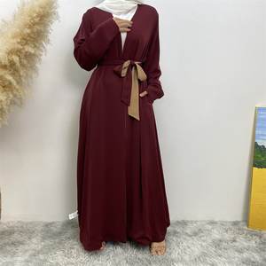 Abaya musulmane réversible de couleur unie pour femmes, manches longues, longueur <span class=keywords><strong>maxi</strong></span>, double face, 100% polyester - Product Image 5