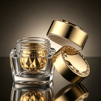 Ensemble de flacons en verre transparent avec bouchon doré facetté pour emballage cosmétique, logo personnalisé pour marque et étiquette privée