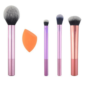 Nouveau <span class=keywords><strong>pinceau</strong></span> de maquillage ensemble <span class=keywords><strong>poudre</strong></span> libre Blush fond de teint visage surligneur yeux outils cosmétiques ensemble cheveux synthétiques avec éponges 3/4/5 pièces - Product Image 1