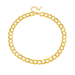 Gold Plated Double Ring Chain Necklace Polished Titanium Steel Fashion Jewelry Gift for Men Women - Product Image 5