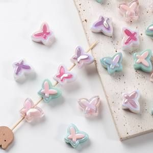 Couleurs mélangées 20mm Bubblegum Perlé Stylo Lumineux Émaillé Porcelaine Ronde Galvanoplastie Porcelaine Acrylique Perles Lâches - Product Image 3