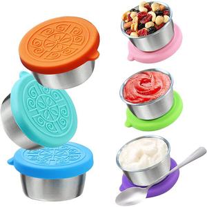 Taza para salsas de acero inoxidable 304 con tapa de silicona, plato para salsa de carne, tazón sellado para condimentos, tazón a prueba de fugas para salsa de tomate - Product Image 5