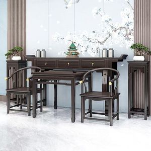 Mesa de Altar de Madera Maciza Estilo Chino, Juego de Seis Piezas, Mesa de Ofrendas para Buda, Mueble de Entrada - Product Image 3